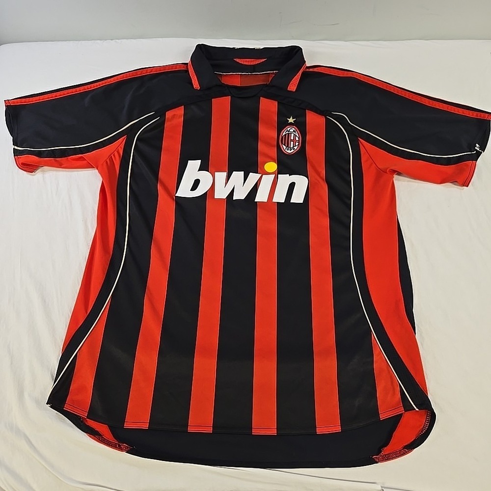 AC Milan Futbol Soccer Jersey Bwin #11 Mens Size XL Adult Top Red Black